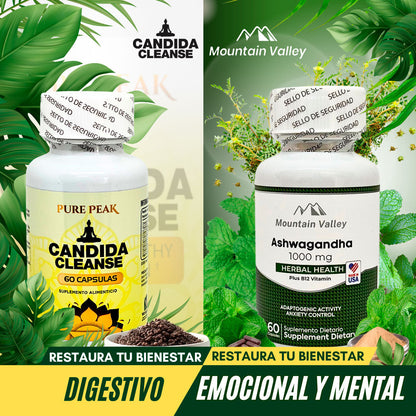 Dúo Bienestar Total | Ashwagandha + Candida en Oferta Chile